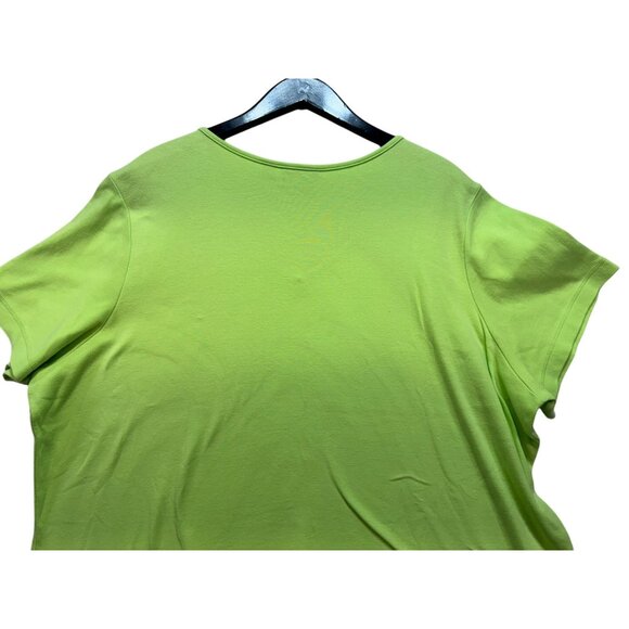 Quacker Factory Womens Beaded V-Neck Tee Top 2X Green Short Sleeve Cotton - Picture 11 of 11